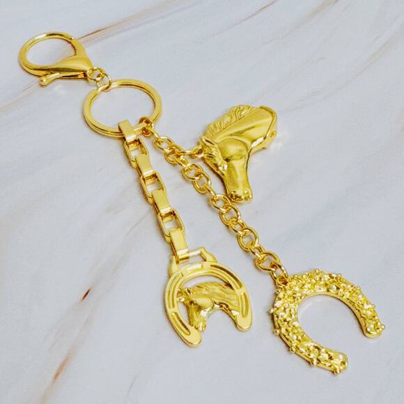 Equestrian Horse Horseshoe Keyring Purse Bag Charm - Picture 1 of 3